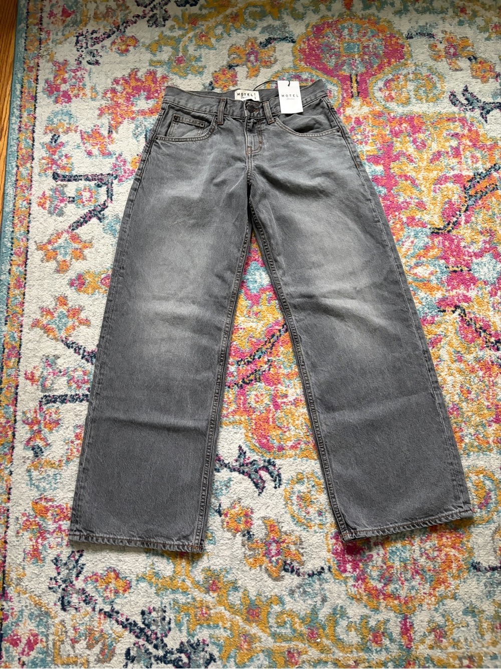 NWT Motel Rocks low rise parallel jeans in grey wash
